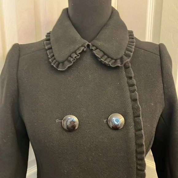 Kate Spade Black Wool Double Breasted Pea Coat size 0 - Picture 10 of 16